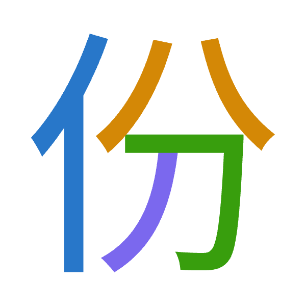 「份」倉頡拆碼：人金尸竹（OCSH）