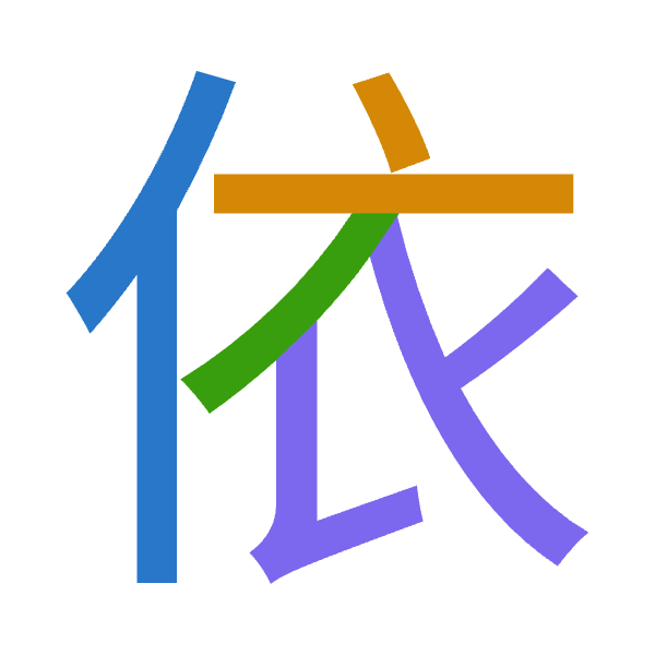 「依」倉頡拆碼：人卜竹女（OYHV）