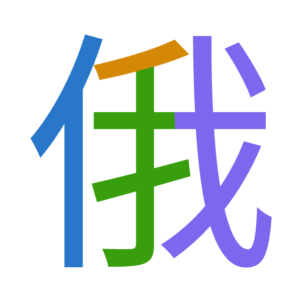 「俄」倉頡拆碼：人竹手戈（OHQI）