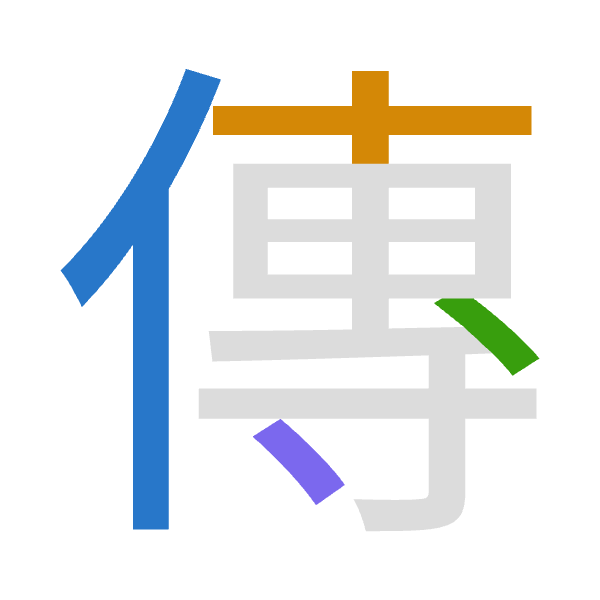 「傳」倉頡拆碼：人十戈戈（OJII）