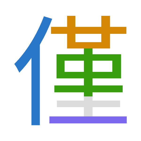 「僅」倉頡拆碼：人廿中一（OTLM）