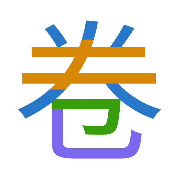「卷」倉頡拆碼：火手尸山（FQSU）