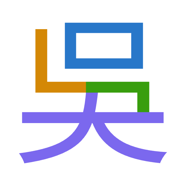 Cangjie decomposition of 吳: 口女弓大 (RVNK)