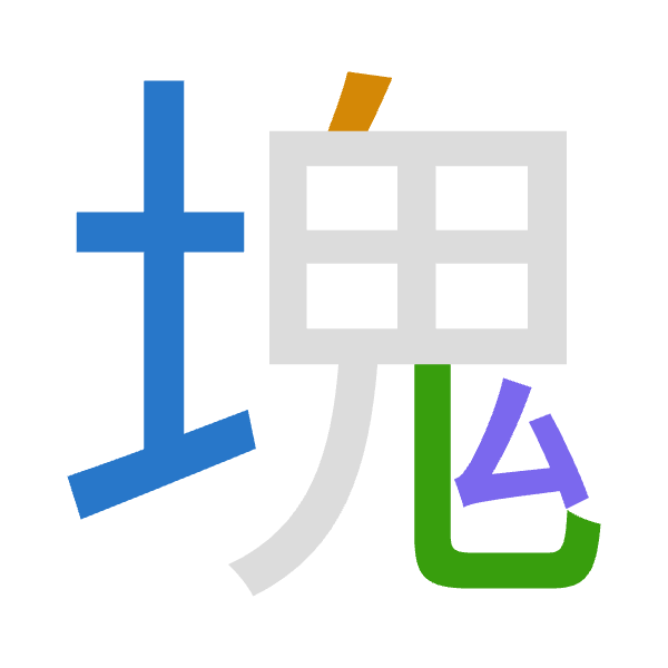 「塊」倉頡拆碼：土竹山戈（GHUI）