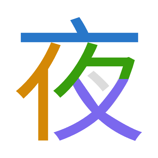 「夜」倉頡拆碼：卜人弓大（YONK）