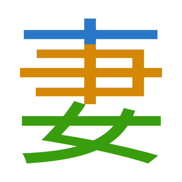 「妻」倉頡拆碼：十中女（JLV）