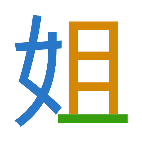 「姐」倉頡拆碼：女月一（VBM）