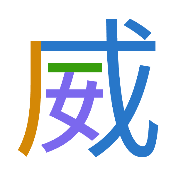 「威」倉頡拆碼：戈竹一女（IHMV）