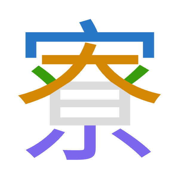 Cangjie decomposition of 寮: 十大金火 (JKCF)