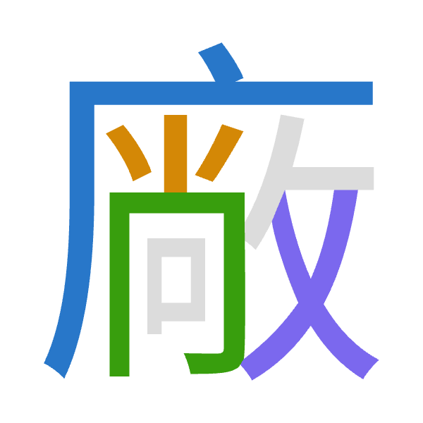 「廠」倉頡拆碼：戈火月大（IFBK）