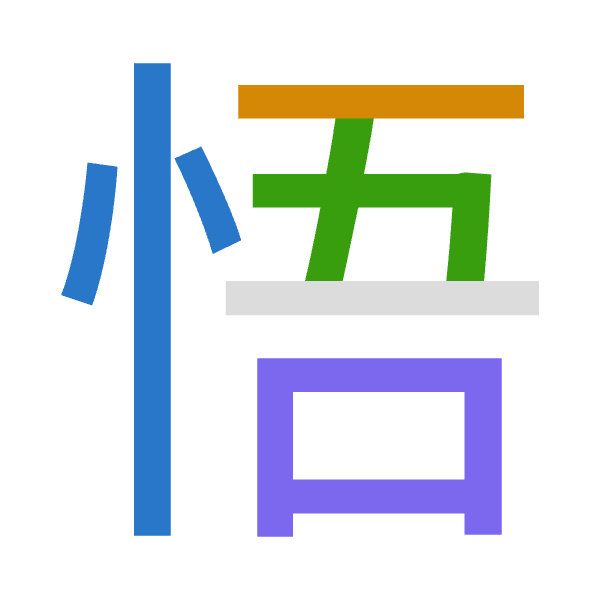 Cangjie decomposition of 悟: 心一一口 (PMMR)