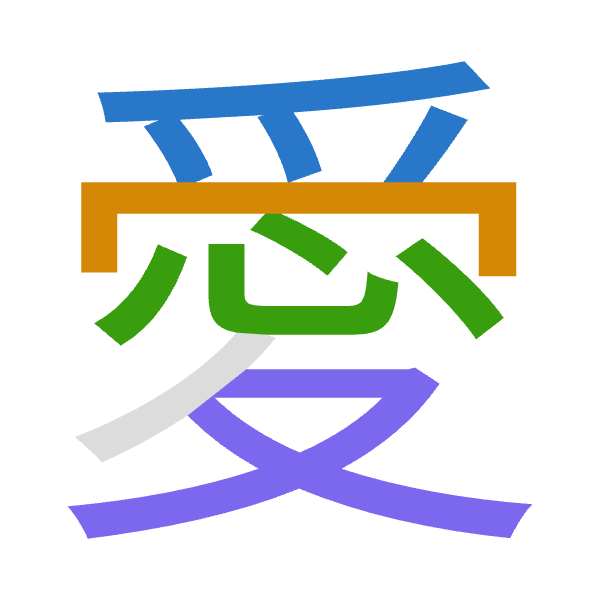 「愛」倉頡拆碼：月月心水（BBPE）