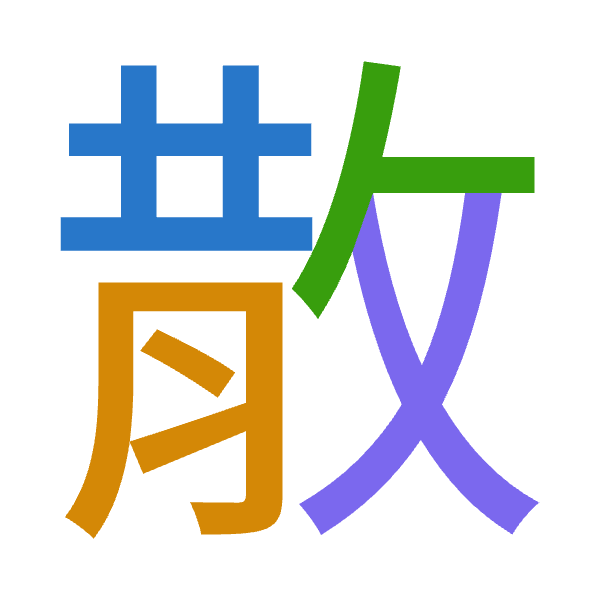 「散」倉頡拆碼：廿月人大（TBOK）