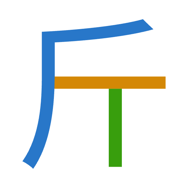 「斤」倉頡拆碼：竹一中（HML）