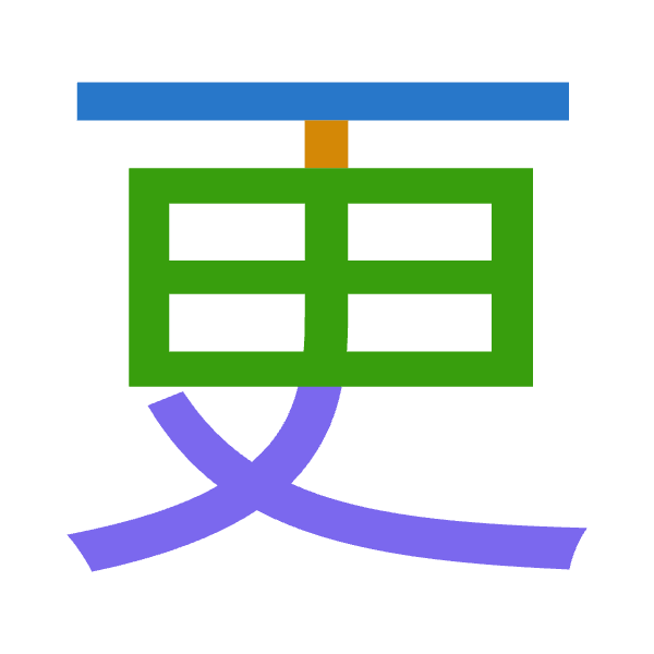 「更」倉頡拆碼：一中田大（MLWK）
