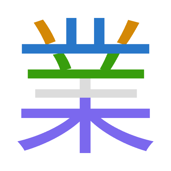 「業」倉頡拆碼：廿金廿木（TCTD）