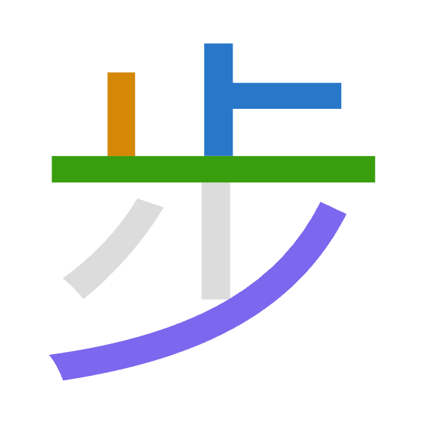 「步」倉頡拆碼：卜中一竹（YLMH）