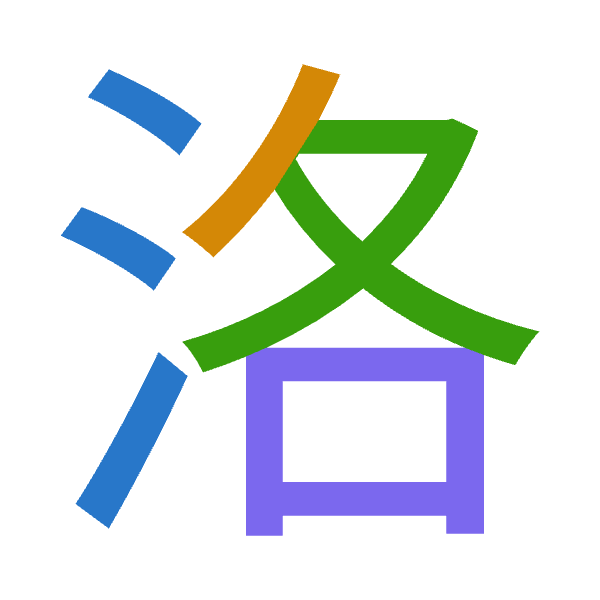 「洛」倉頡拆碼：水竹水口（EHER）