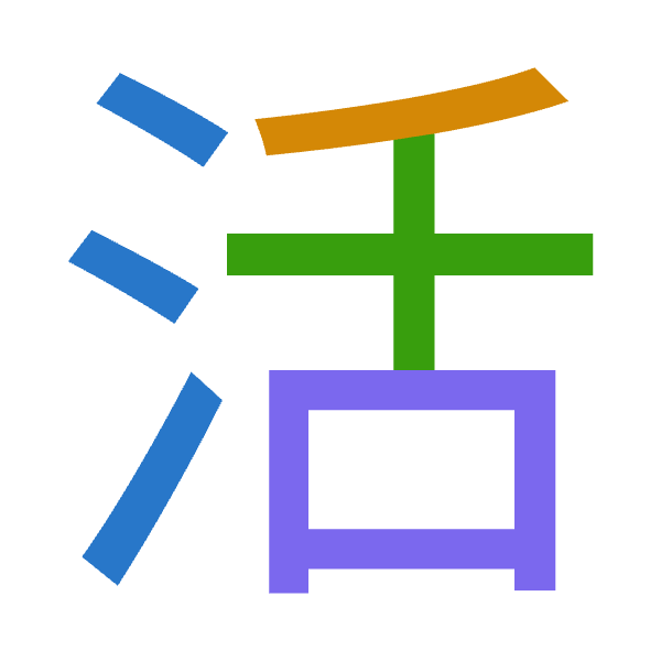 「活」倉頡拆碼：水竹十口（EHJR）