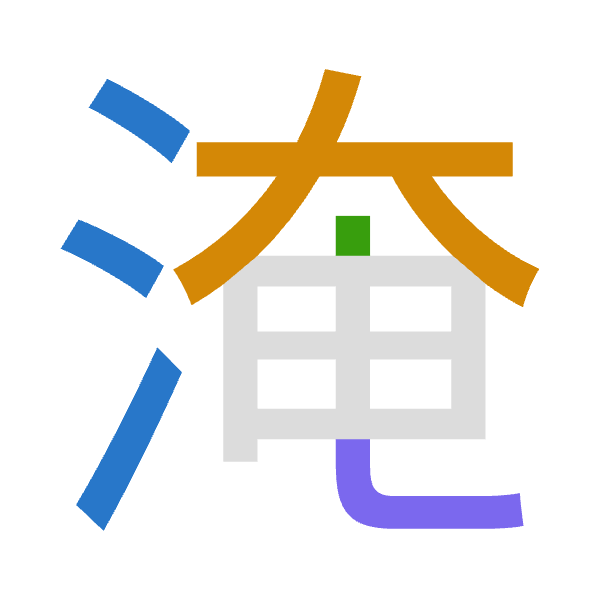 「淹」倉頡拆碼：水大中山（EKLU）