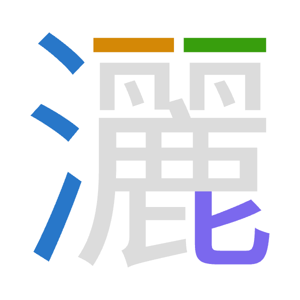 「灑」倉頡拆碼：水一一心（EMMP）