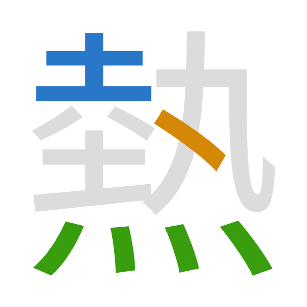 Cangjie decomposition of 熱: 土戈火 (GIF)