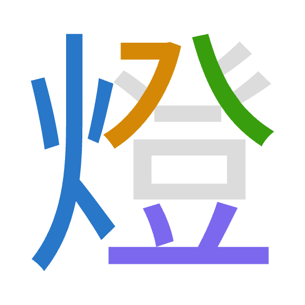 Cangjie decomposition of 燈: 火弓人廿 (FNOT)