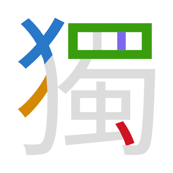 「獨」倉頡拆碼：大竹田中戈（KHWLI）