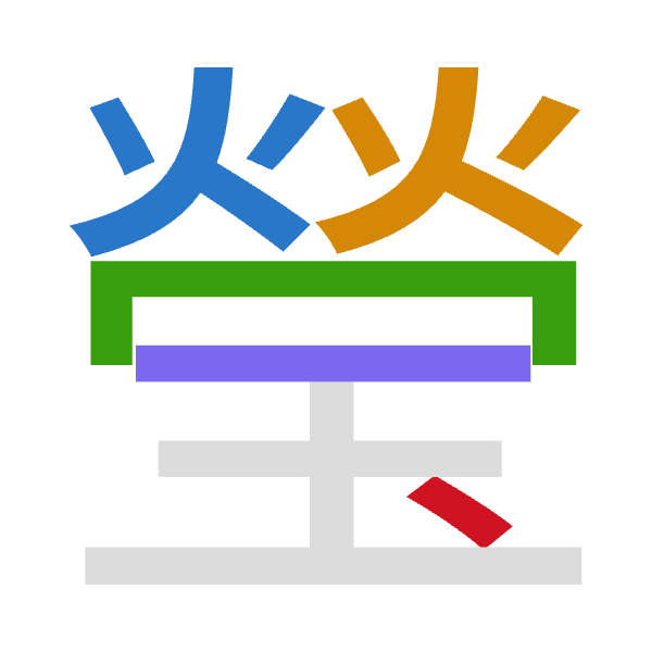 「瑩」倉頡拆碼：火火月一戈（FFBMI）
