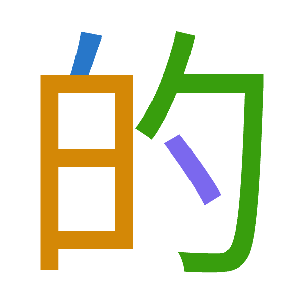 「的」倉頡拆碼：竹日心戈（HAPI）