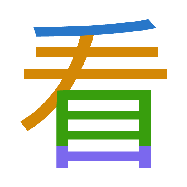 Cangjie decomposition of 看: 竹手月山 (HQBU)