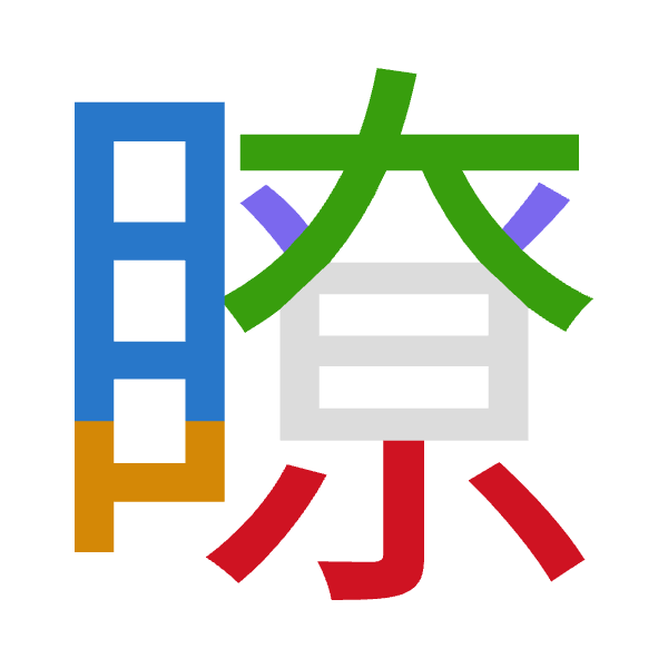 「瞭」倉頡拆碼：月山大金火（BUKCF）