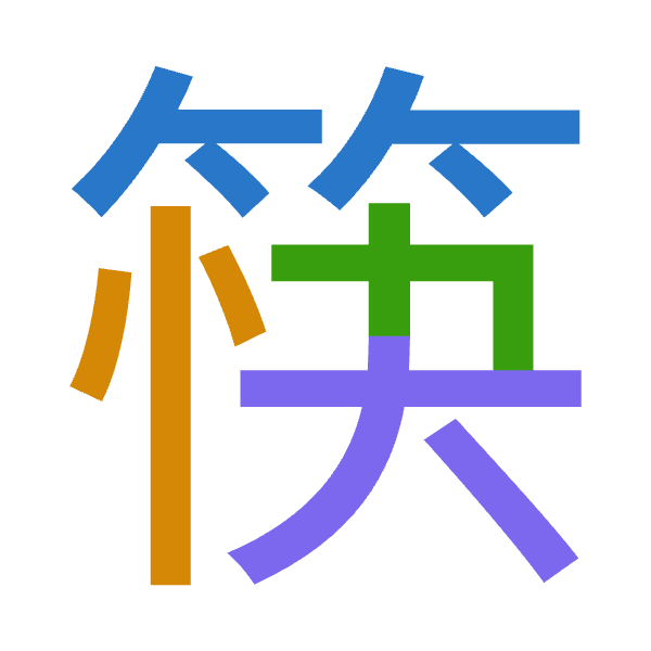 「筷」倉頡拆碼：竹心木大（HPDK）