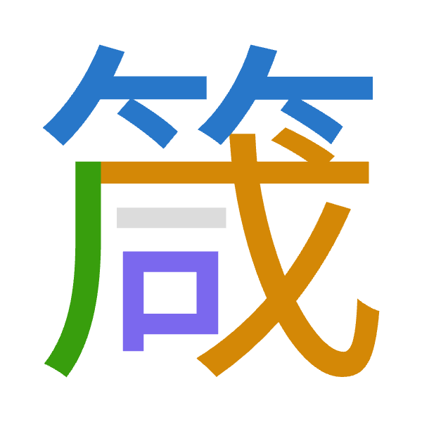 「箴」倉頡拆碼：竹戈竹口（HIHR）