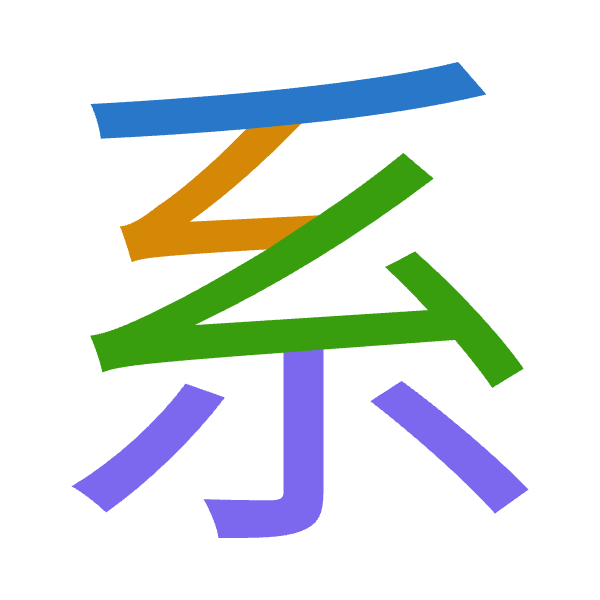 「系」倉頡拆碼：竹女戈火（HVIF）