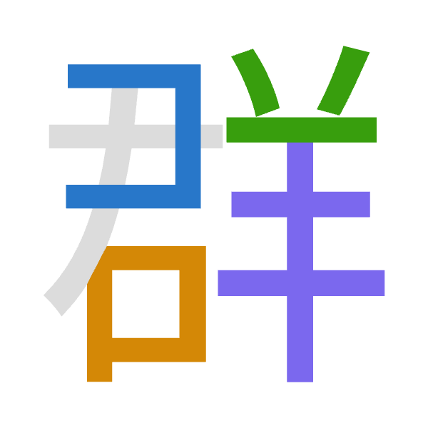 「群」倉頡拆碼：尸口廿手（SRTQ）