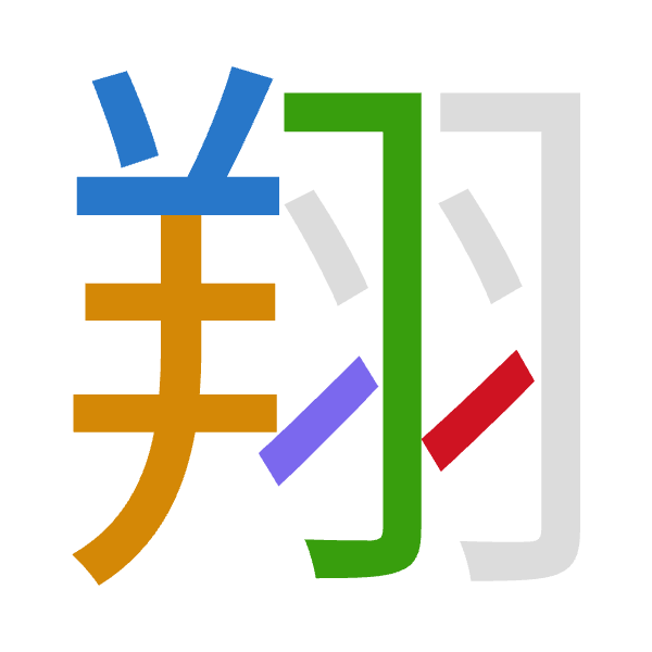 Cangjie decomposition of 翔: 廿手尸一一 (TQSMM)