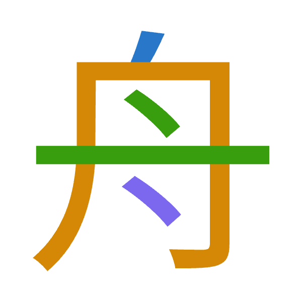 「舟」倉頡拆碼：竹月卜戈（HBYI）
