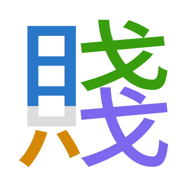 「賤」倉頡拆碼：月金戈戈（BCII）