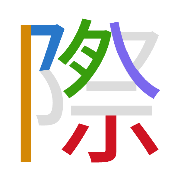 「際」倉頡拆碼：弓中月人火（NLBOF）