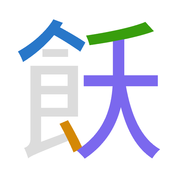 「飫」倉頡拆碼：人戈竹大（OIHK）