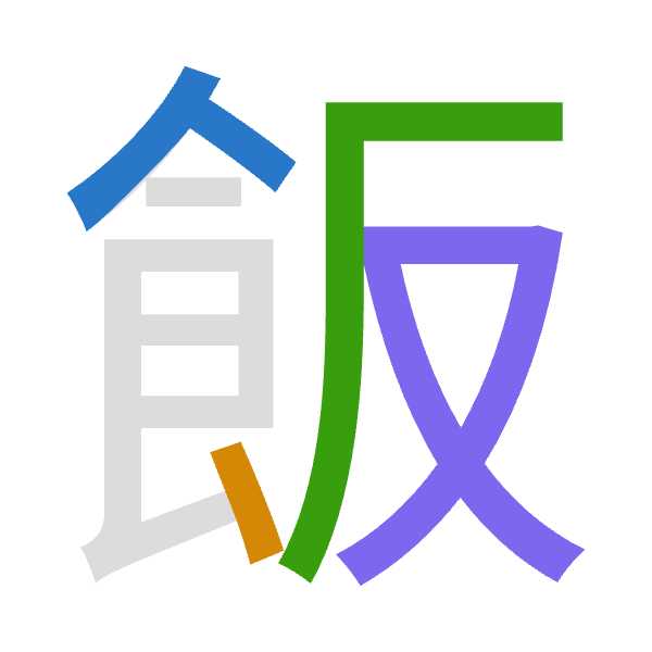 「飯」倉頡拆碼：人戈竹水（OIHE）