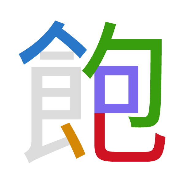 「飽」倉頡拆碼：人戈心口山（OIPRU）