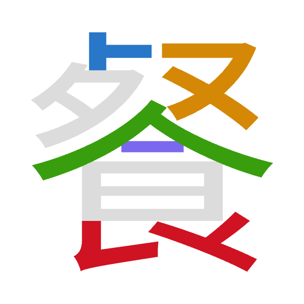 「餐」倉頡拆碼：卜水人戈女（YEOIV）