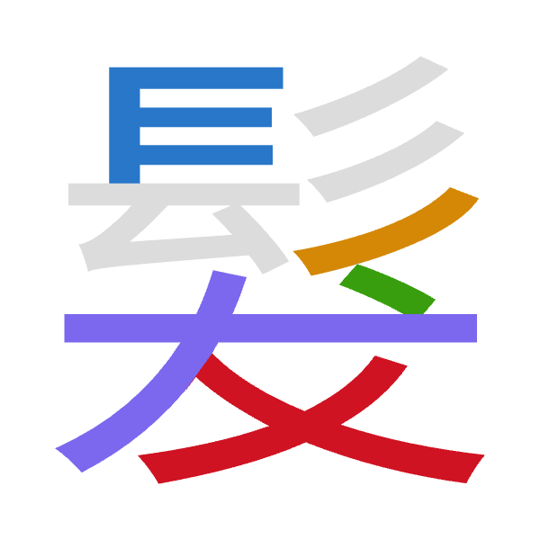 「髮」倉頡拆碼：尸竹戈大水（SHIKE）