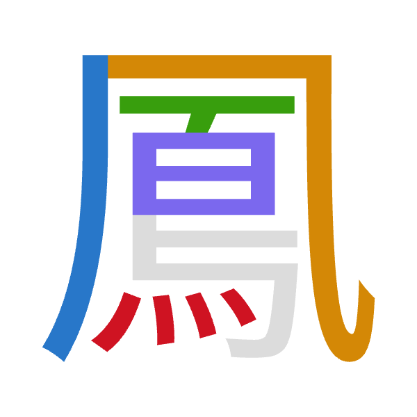 「鳳」倉頡拆碼：竹弓一日火（HNMAF）