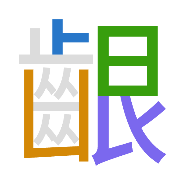 Cangjie decomposition of 齦: 卜山日女 (YUAV)